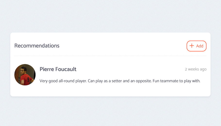 Adding recommendations of your teammates