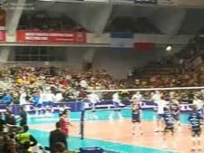 Volleyball hits during warm-up