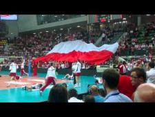 Giant Polish flag during the match