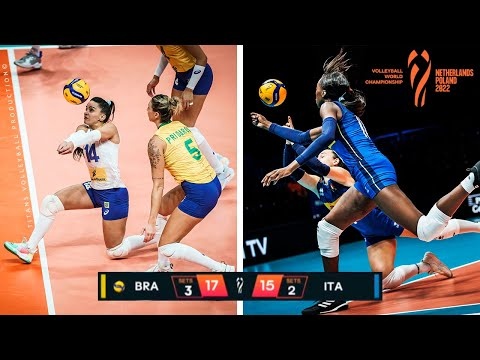 Italy vs Brazil - Unbelievable Volleyball Digs Saves | LONG RALLY | World Championship 2022