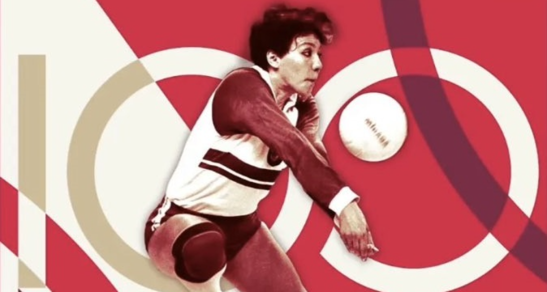 Retro style 100th anniversary of Russian volleyball