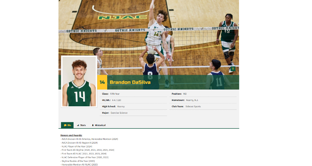 NJCU page for Stats, awards, and bio. 
